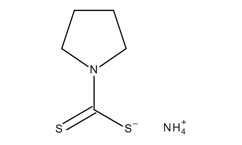 Pyrrolidine-1-dithiocarboxylic acid ammonium salt, molecular structure