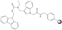 {3-[(Ethyl-Fmoc-amino)methyl]-indol-1-yl}-acetyl AM resin, molecular structure