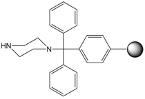 Piperazine trityl resin, molecular structure