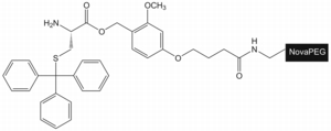 H-Cys(Trt)-HMPB NovaPEG resin, molecular structure