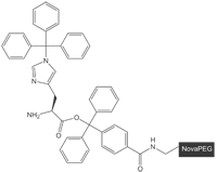 H-His(Trt)-Trityl NovaPEG resin, molecular structure